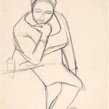 Untitled [seated woman resting her chin on her hand]
