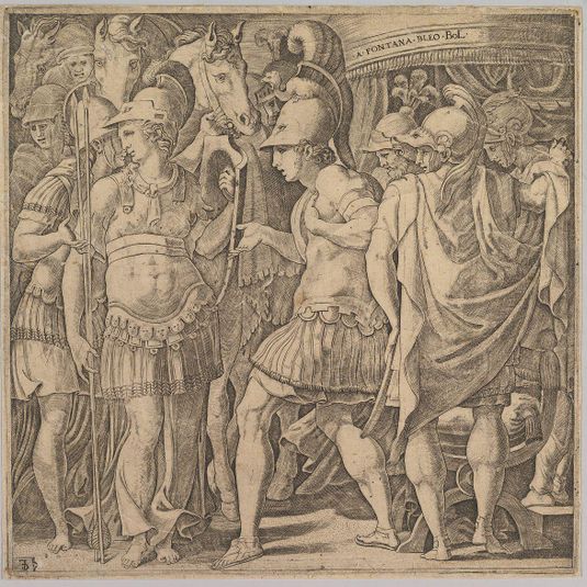 Alexander welcoming Thalestris and the Amazons