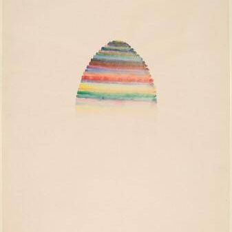 Stacked Color Drawing with Arch of Egg Shaped Form Painted