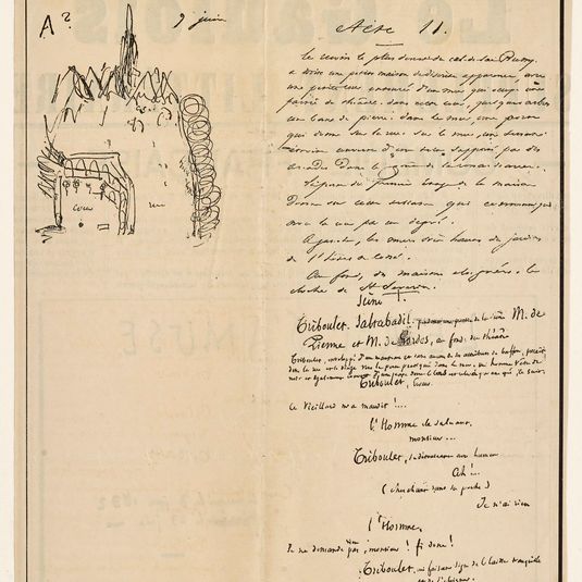 [Le roi s'amuse] Reproduction exacte de la première page de l'acte II, du manuscrit original de Victor Hugo