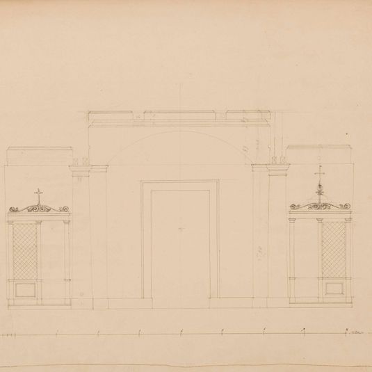 Maison royale de santé : coupe de la chapelle avec élévation des deux confessionnaux