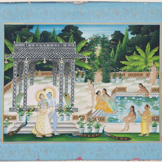 Krishna and Radha in a Palace Scene