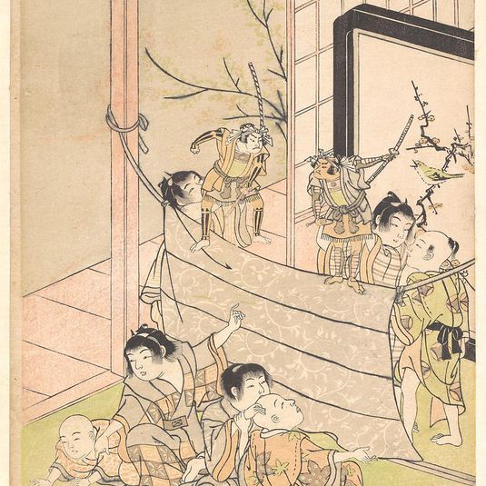 Young Boys Performing a Puppet Show
