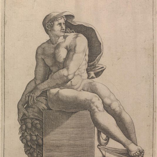 Male Nude from Panel of "God Separating the Waters..."