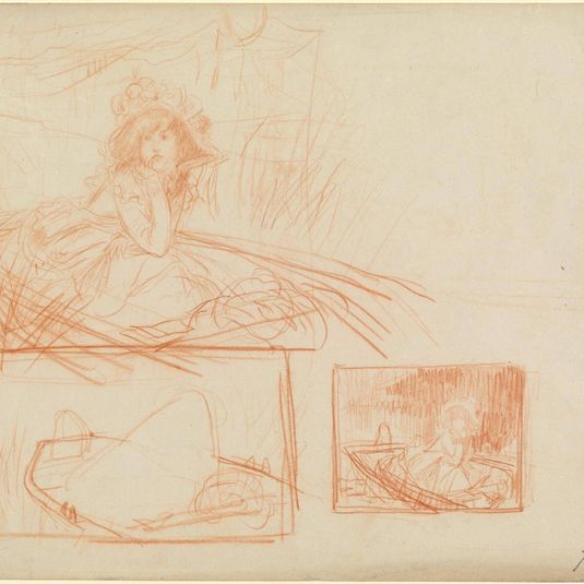 Pensive Girl Adrift in a Boat
