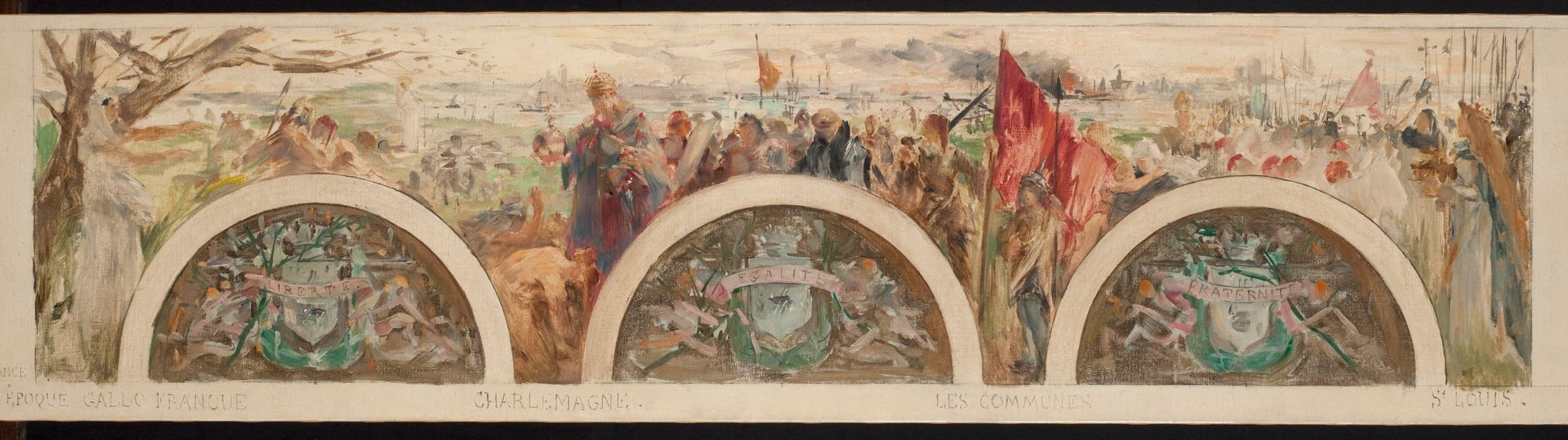 Esquisse pour le salon d'entrée de l'Hôtel de Ville : Paris et les Hautes Epoques ; L'époque gallo-franque