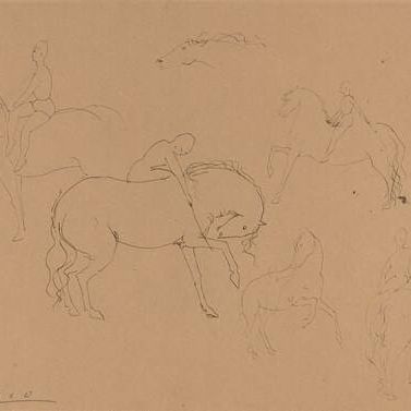 Six Circus Horses with Riders