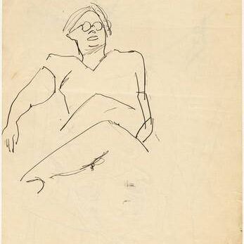Seated Figure with Eyeglasses, Leaning Back [verso]