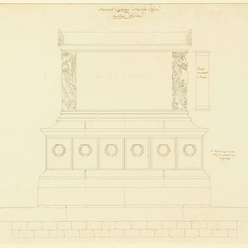 Monument à la mémoire du Maréchal Lefèbvre : élévation latérale