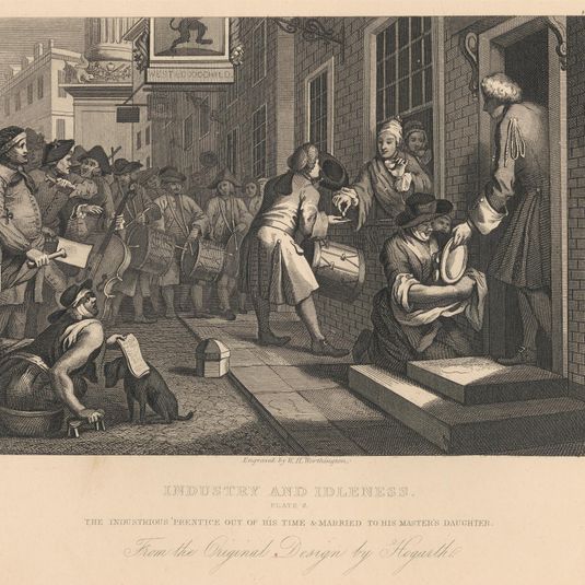 Industry and Idleness, Plate VI, The Industrious 'Prentice out of His Time and Married to His Master's Daughter