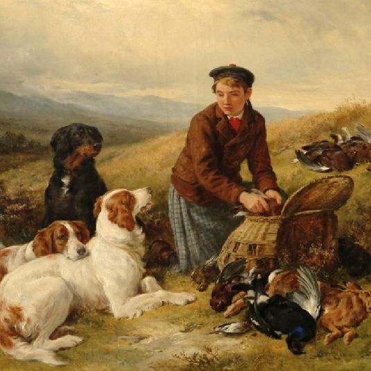A Young Gillie with Setters and Dead Game by James Hardy the Younger
