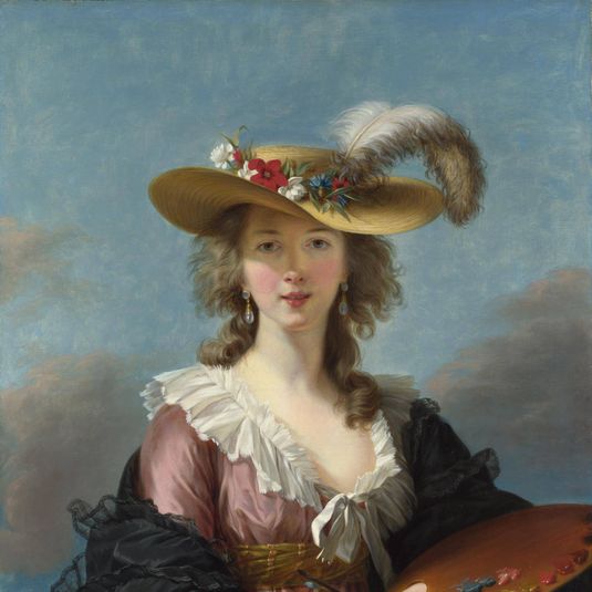 Visual description of 'Self Portrait in a Straw Hat'