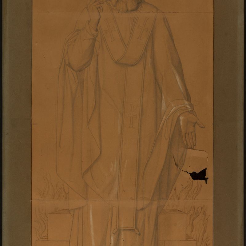 Carton préparatoire au décor de l'église Notre-Dame-de-Lorette à Paris : Saint Cyrille