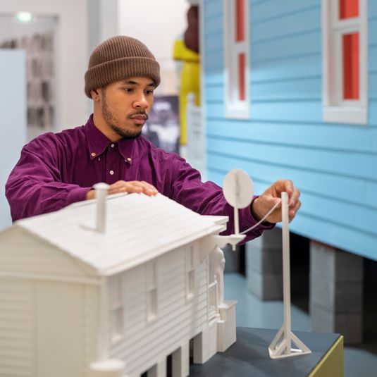 3D Tactile Object | Text Description, New Orleans Shotgun House with Rainwater Harvesting Tank