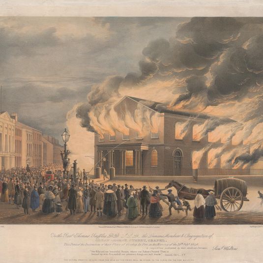 Great George Street Chapel, on fire 19 February 1840