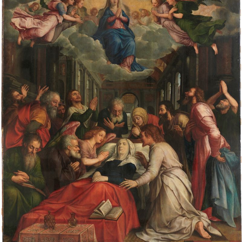 The Death of the Virgin (centre); The Birth of the Virgin (left); The Presentation of the Virgin (right)