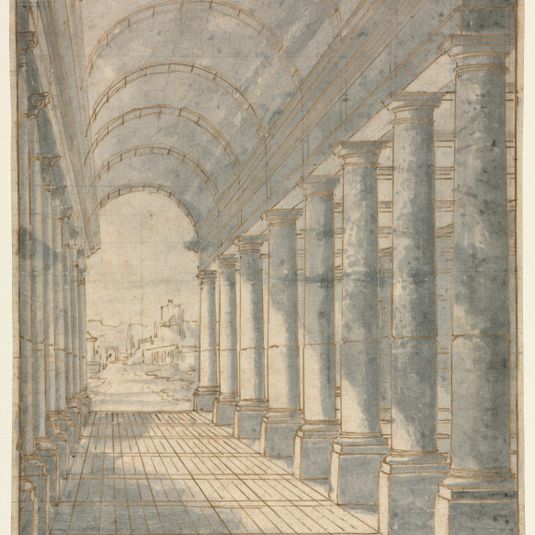 Barrel-Vaulted Arcade Rendered in Perspective