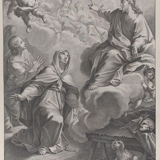 Saint Margarita of Cortona, kneeling before Christ, after Pietro Andrea Pucciardi Barberi