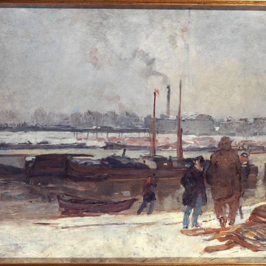 La Seine, au quai d'Austerlitz, effet de neige