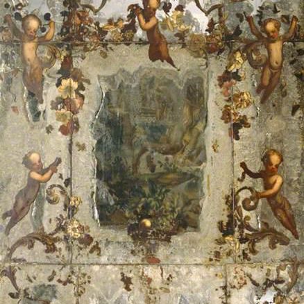 Mirror Decorated with Putti, Flowers and Acanthus Scrolls