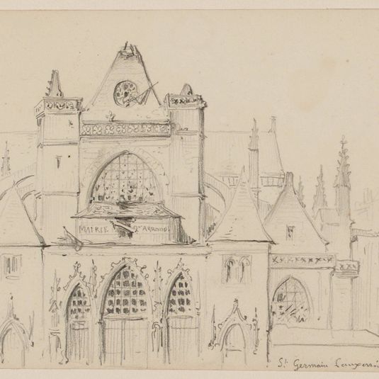 Vue extérieure de Saint-Germain-l'Auxerrois en 1831.