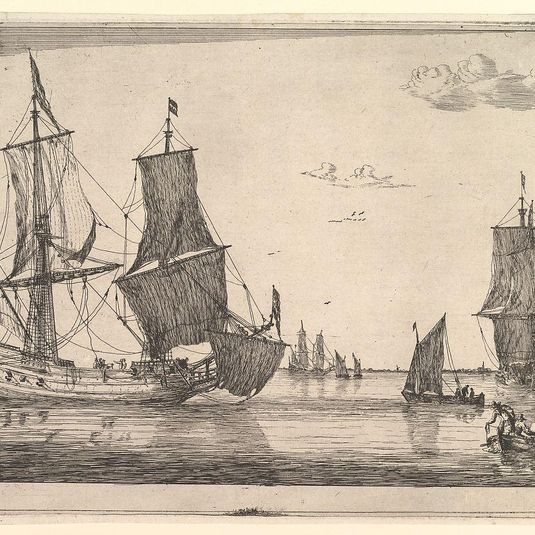 Large Sailing Vessel and Rowing Boat