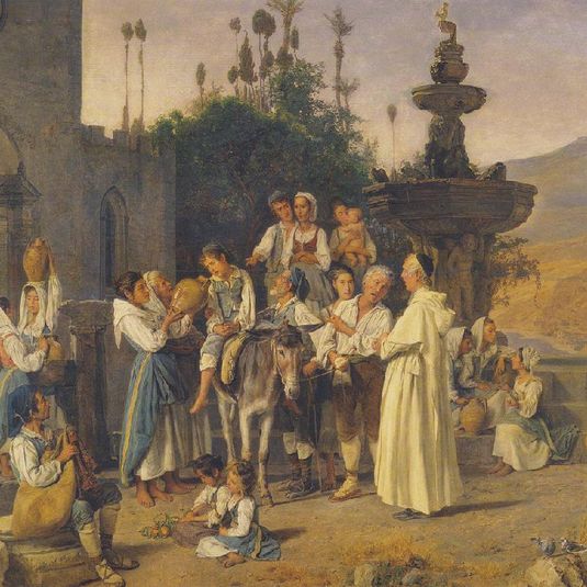 Refreshment at the city's fountain of Taorimina