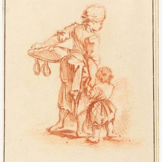 A Woman Leading a Child