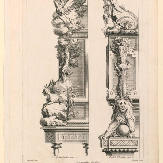 Page Six from "Second Licre Contenant Differens Desseins de Pendules Inventés par G. M. Oppenort Architecte du Roi et Gravés par Huquier"
