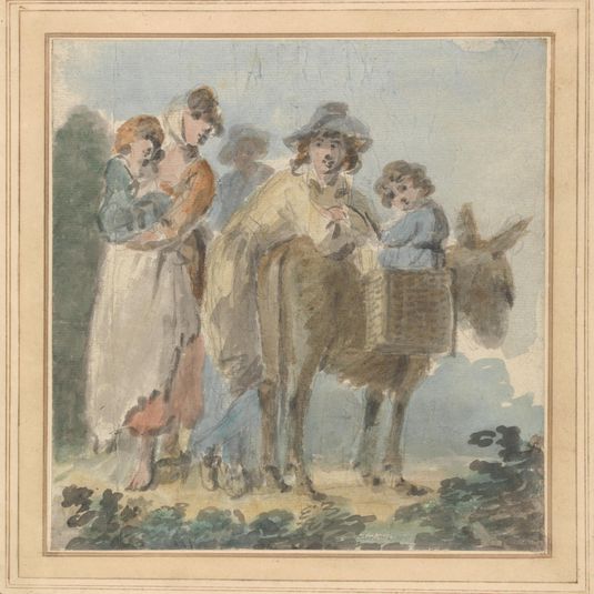 A Peasant Family with Donkey