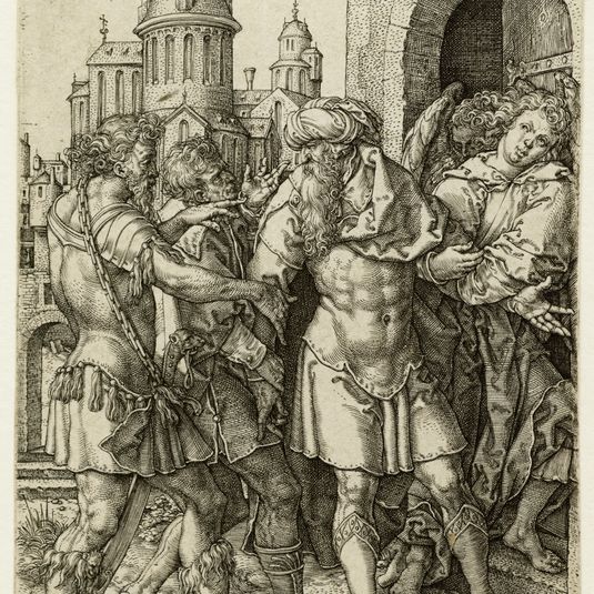 Histoire de Loth n°2 : Loth empêche les habitants de Sodome de leur faire violence (Hollstein 15)