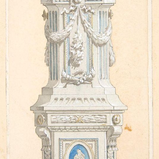 Design for an ornamented stone pedastal surmounted by an urn