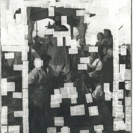 Mass during the harvest in the countryside of Rome