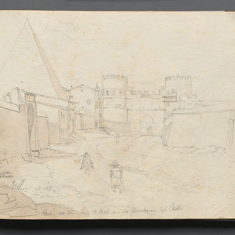 Album with Views of Rome and Surroundings, Landscape Studies, page 06a: "Rome von der Porta St. Paolo"