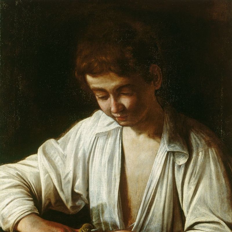 Boy Peeling Fruit