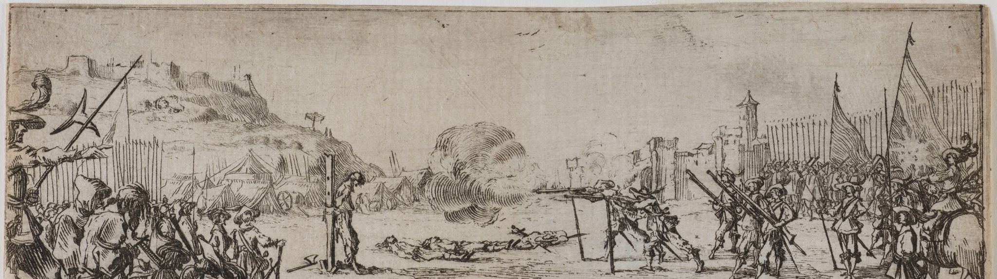 Les Grandes misères de la guerre, L'Arquebusade. Douzième numéro d'une suite de 18 pièces (Lieure 1350, Meaume 575), copie de Claude Gellée