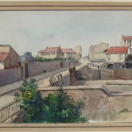 Vue à vol d'oiseau de l'emplacement des abattoirs de Vaugirard prise de l'impasse Carlier
