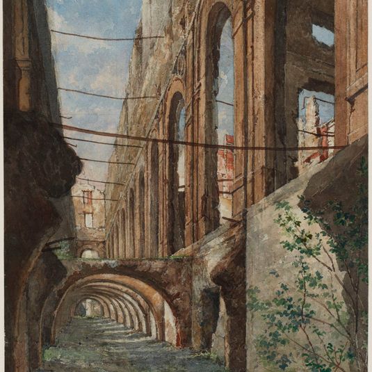 Les ruines de la Cour des Comptes, palais d'Orsay, quai Anatole-France (actuel Musée d'Orsay) 7ème arrondissement.