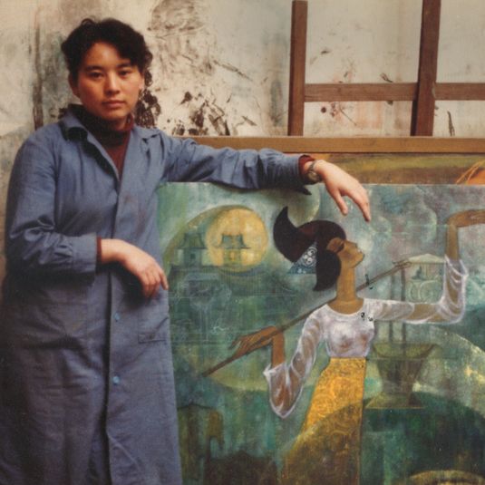 Hung Liu as a graduate student, Central Academy of Fine Arts, Beijing, China