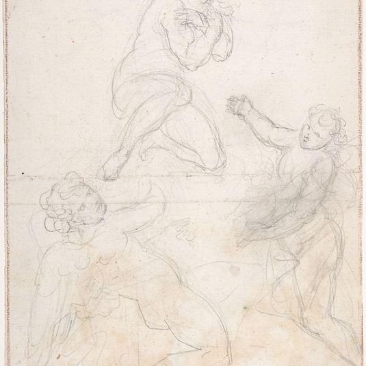 Kneeling Female Nude and Two Studies of Angels