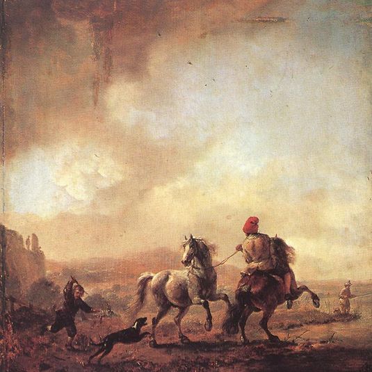 Horses startled by a Dog