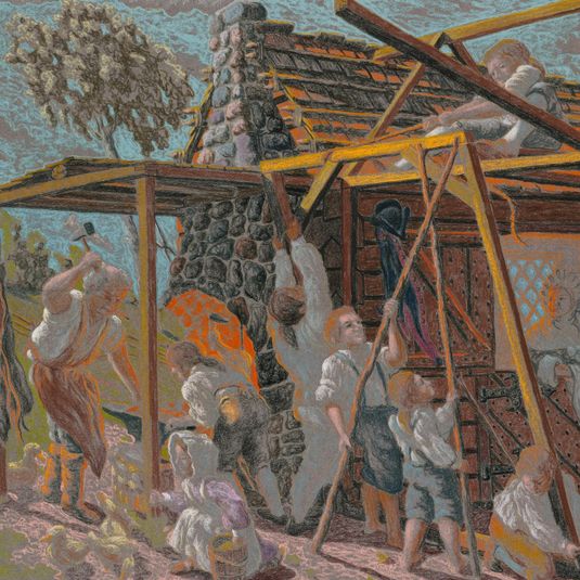 The History of Labor in America, The 18th Century: Settlement (mural study, U. S. Department of Labor)