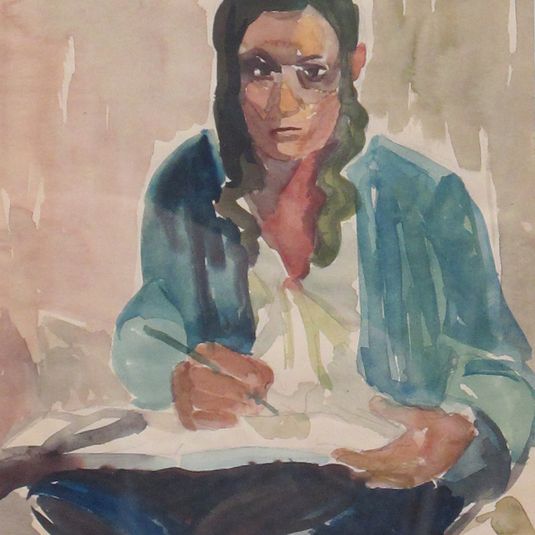 Self Portrait (Artist in Blue Jacket)