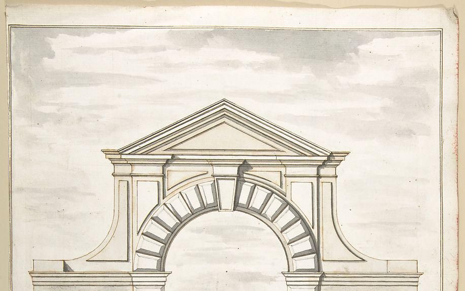 Elevation of a Garden Gate Showing a Palazzo or Villa in the Distance