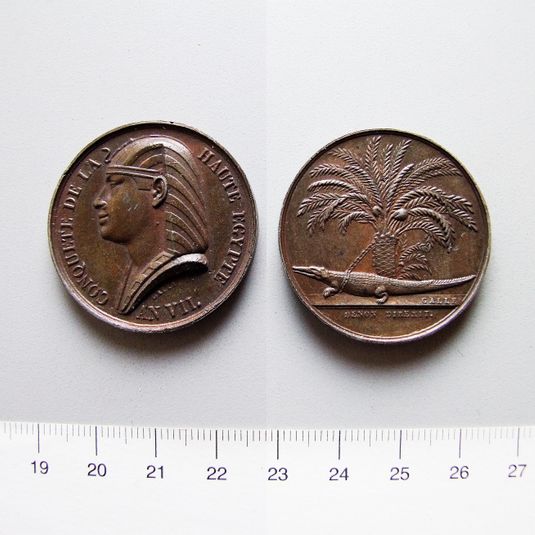 11. Medal Commemorating Napoleon’s Conquest of Upper Egypt (1804). This medal emulates a well-known Roman coin type issued by Augustus.