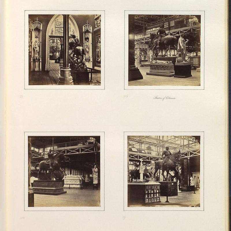 [Medieval Court; Statue of Coleoni; Equestrian Statue of Gattamelata by Donatello, from the Court of Monuments of Christian Art; Equestrian Statue of Colleone]