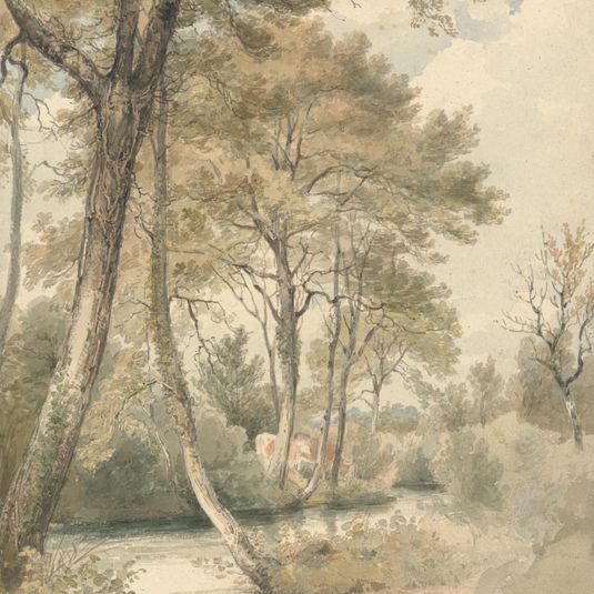 Stream with Trees and Cattle near Bromley Hill, Kent