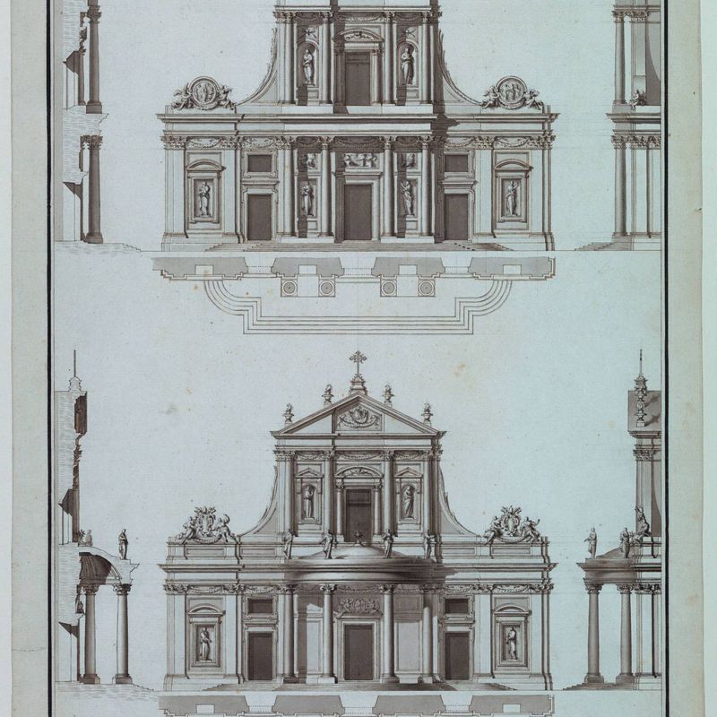 Two Variants of a Facade of S. Maria Sopra Minerva, Rome
