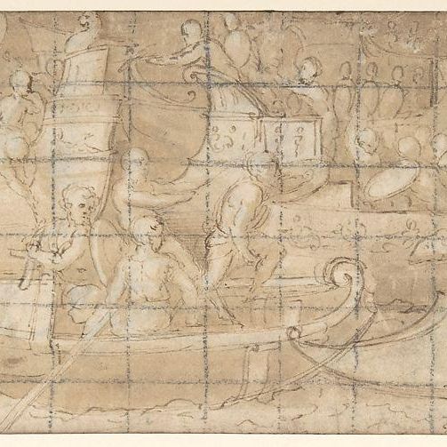 Antique Naval Battle (recto); A Battle Scene (verso)