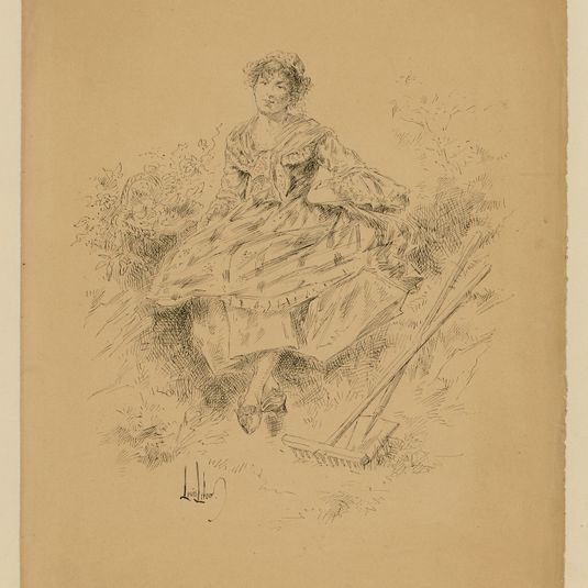 Jeune femme assise dans un jardin.